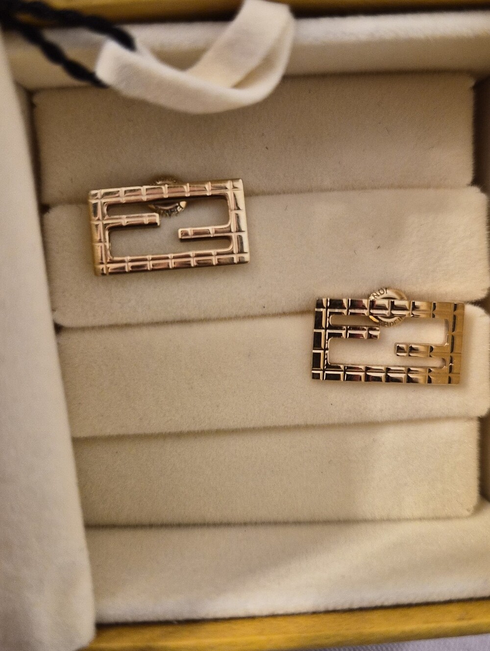 Fendi FF Logo Gold-Tone Stud Earrings - Picture 6 of 8